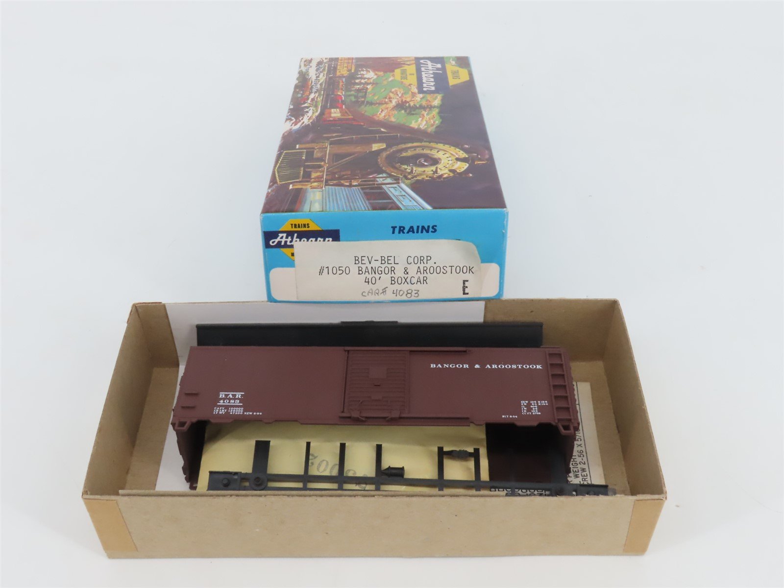 HO Scale Athearn Bev-Bel Kit #1050 BAR Bangor & Aroostook 40' Box Car #4083