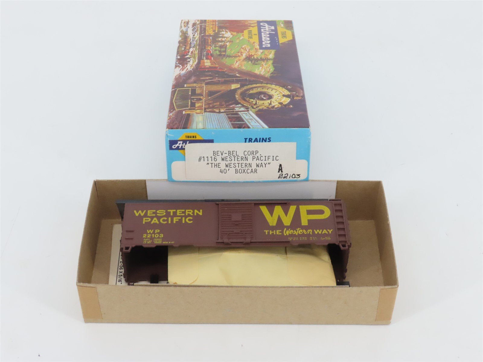 HO Scale Athearn Bev-Bel Kit #1116 WP Western Pacific 40' Box Car #22103