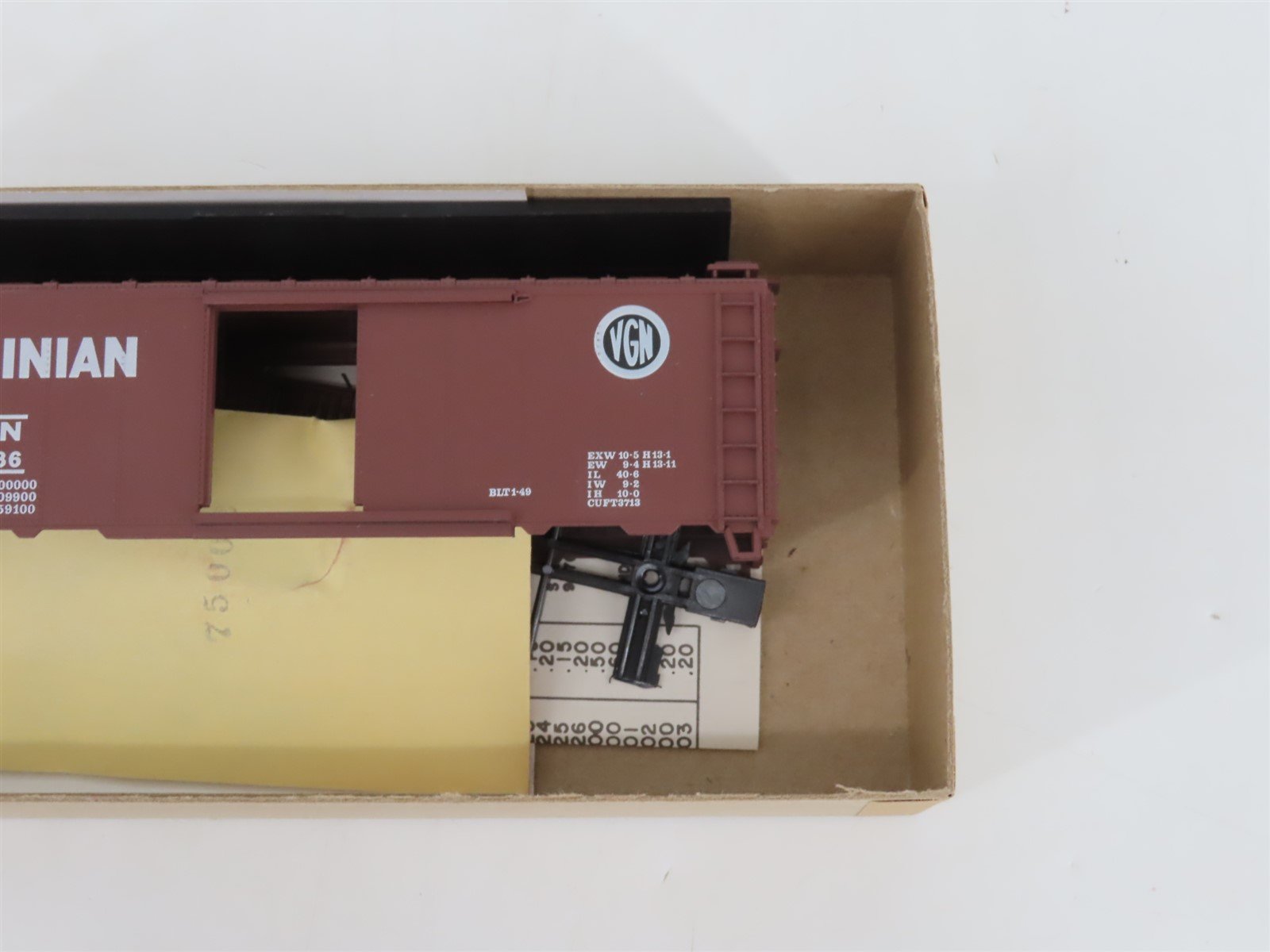 HO Scale Athearn Bev-Bel Kit #1007 VGN Virginian 40' Single Door Box Car #63186