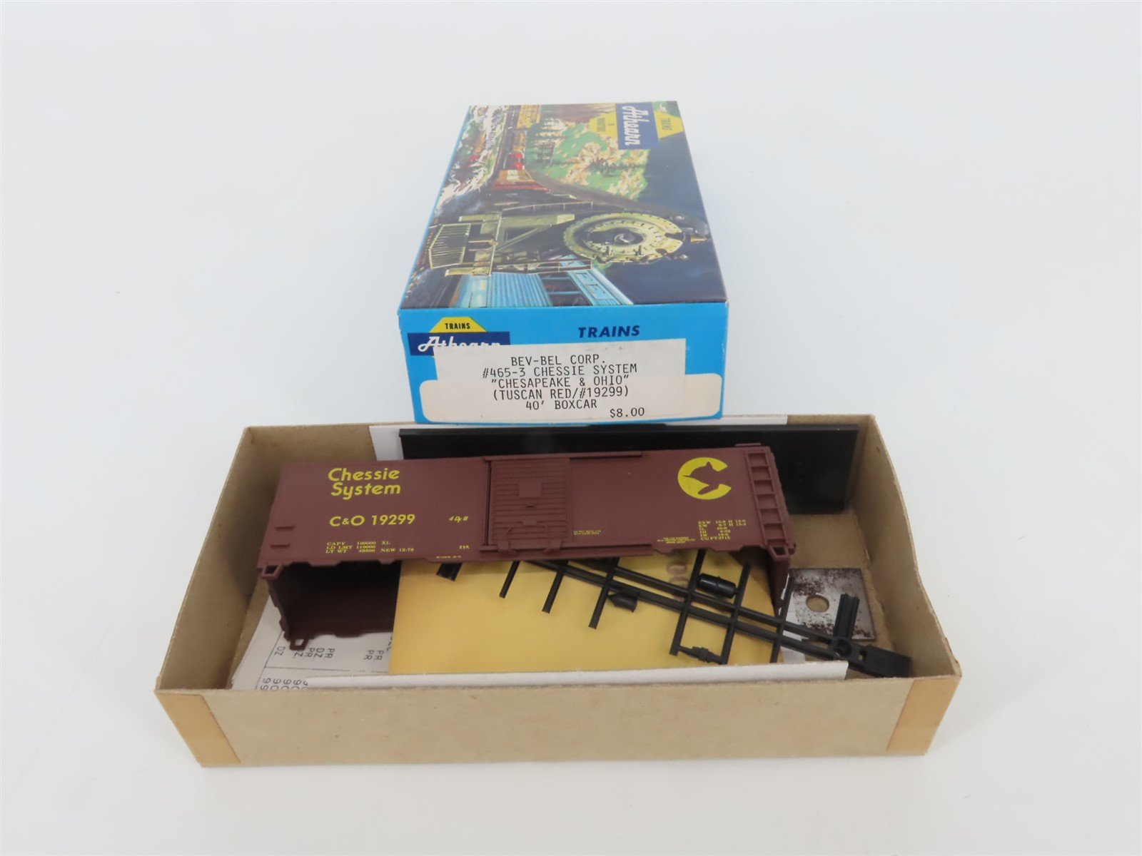 HO Scale Athearn Bev-Bel Kit #465-3 C&O Chessie System 40' Box Car #19299
