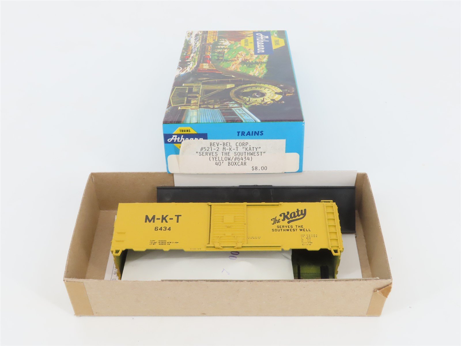 HO Scale Athearn Bev-Bel Kit #521-2 M-K-T The Katy 40' Single Door Box Car #6434