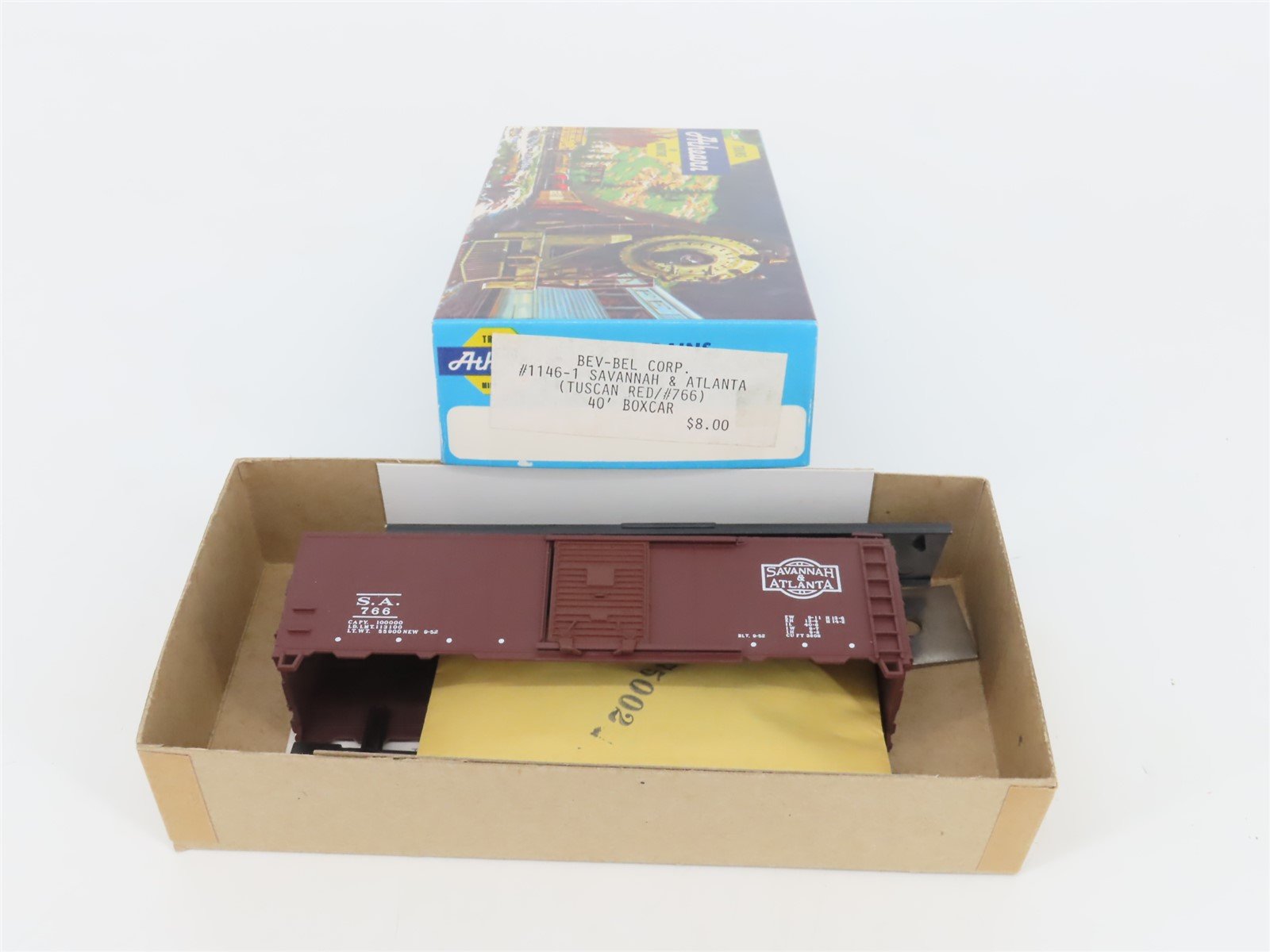 HO Scale Athearn Bev-Bel Kit #1146-1 SA Savanna & Atlanta 40' Box Car #766