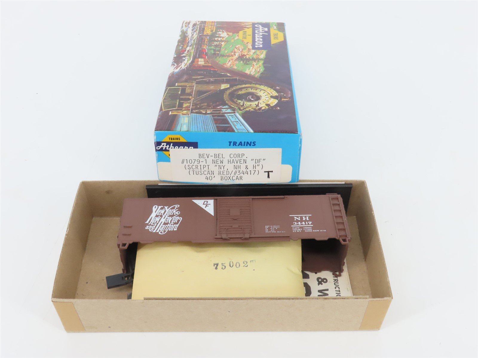 HO Scale Athearn Bev-Bel Kit #1079-1 NH New Haven 40' Single Door Box Car #34417