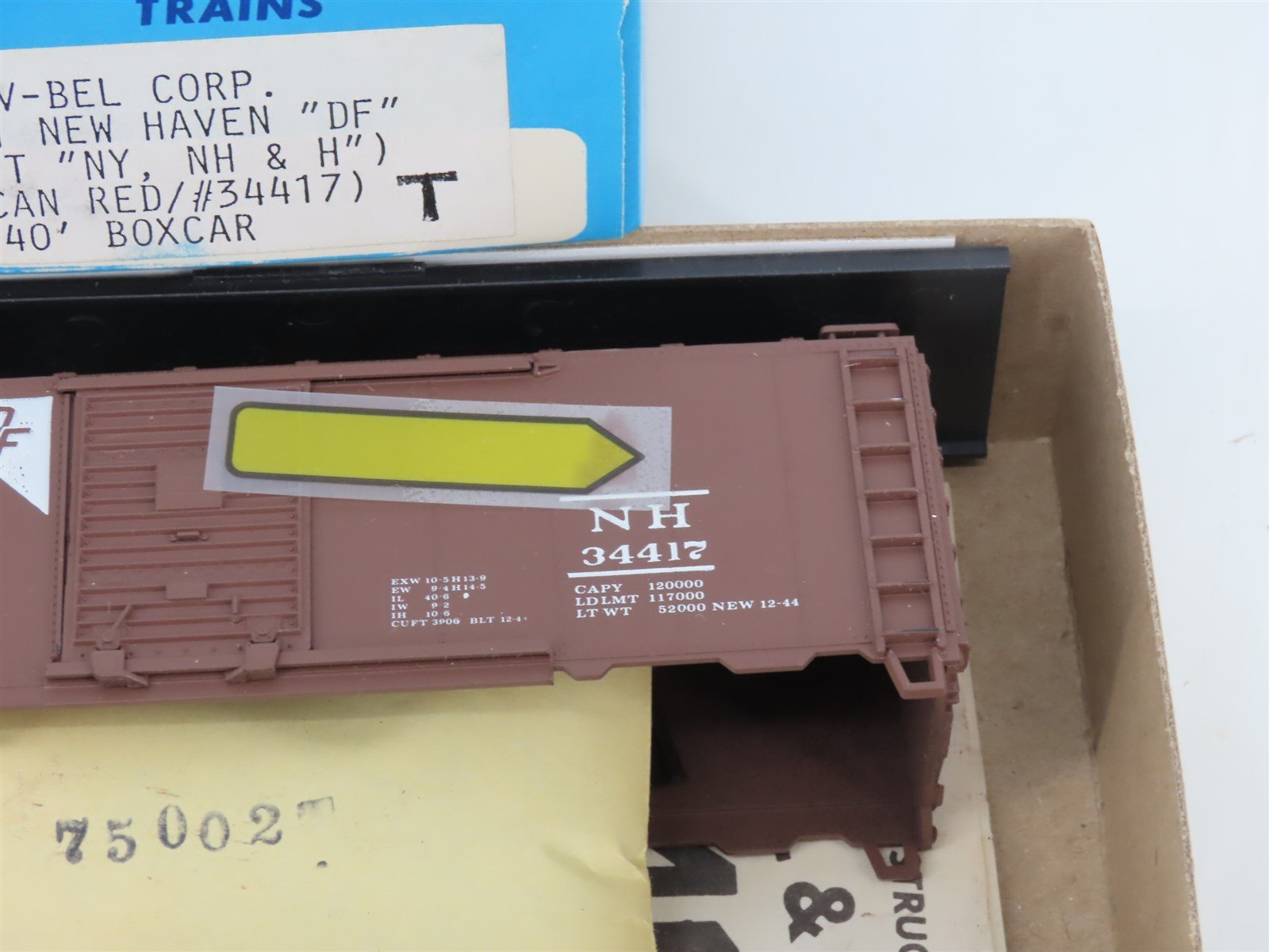 HO Scale Athearn Bev-Bel Kit #1079-1 NH New Haven 40' Single Door Box Car #34417