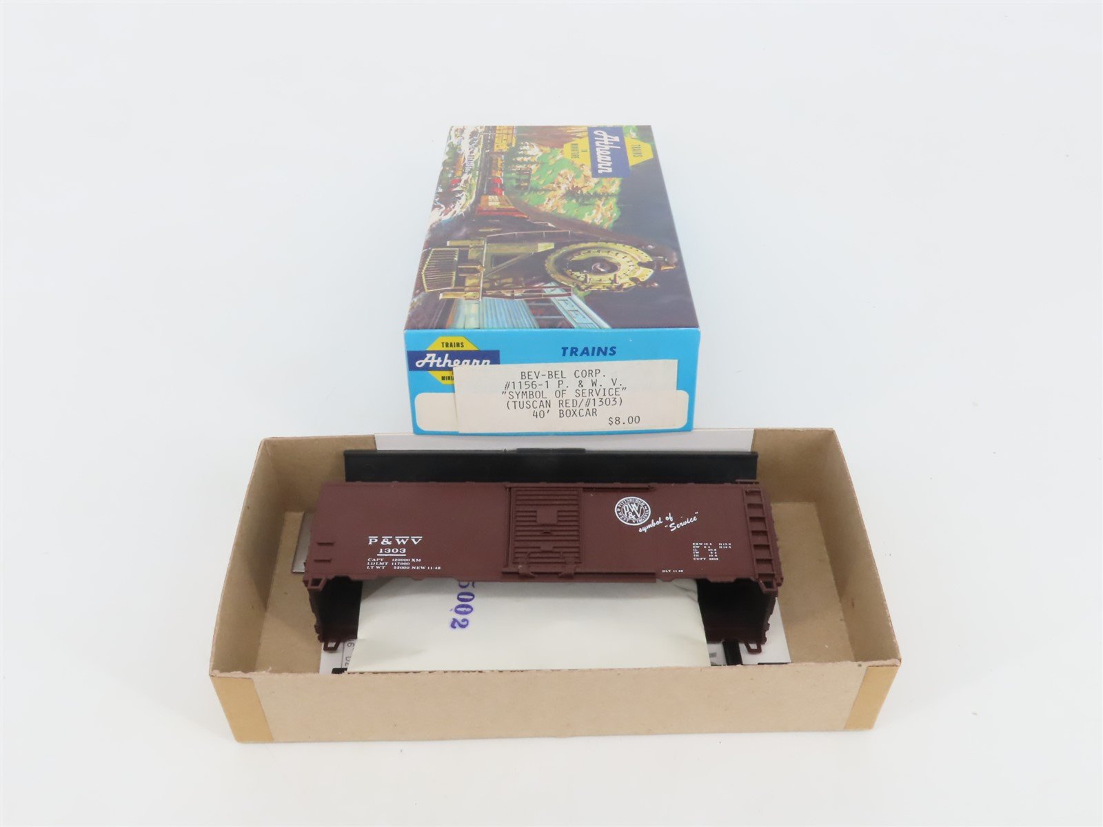 HO Athearn Bev-Bel Kit #1156-1 P&WV Pittsburgh & West Virginia 40' Box Car #1303