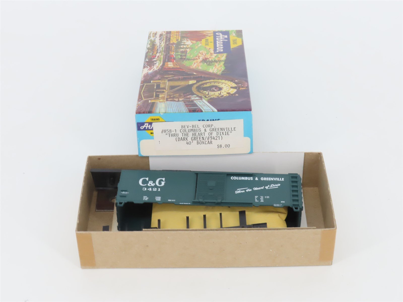 HO Scale Athearn Bev-Bel Kit #858-1 C&G Columbus & Greenville 40' Box Car #3421
