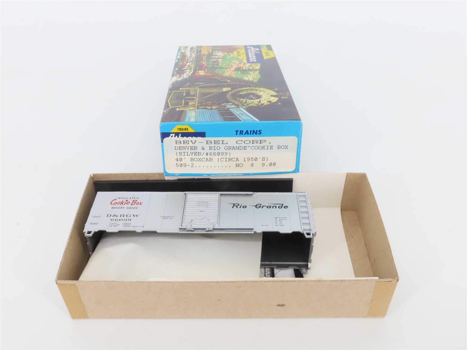 HO Athearn Bev-Bel Kit #509-2 D&RGW Rio Grande Cookie Box 40' Box Car #66099