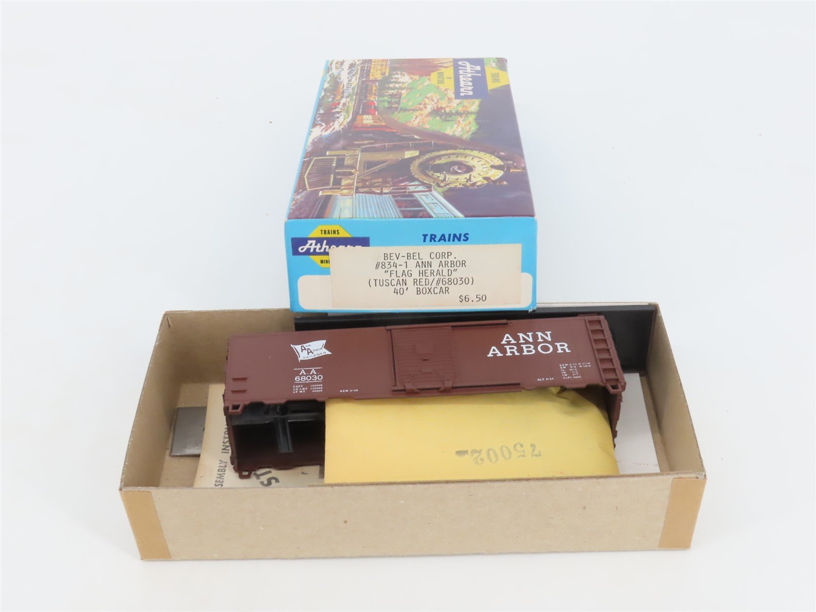 HO Scale Athearn Bev-Bel Kit #834-1 AA Ann Arbor 40' Single Door Box Car #68030