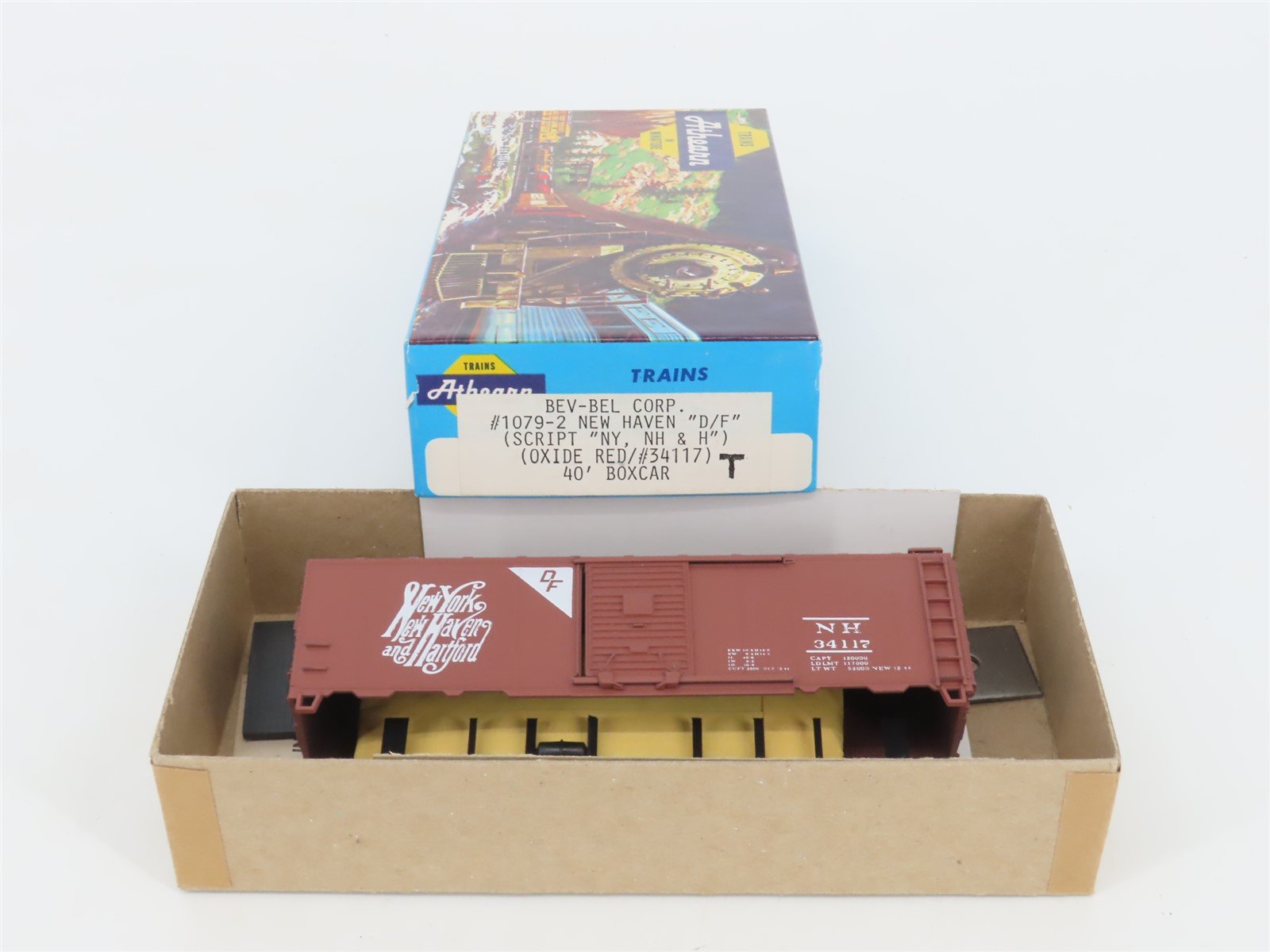 HO Scale Athearn Bev-Bel Kit #1079-2 NH New Haven 40' Single Door Box Car #34117