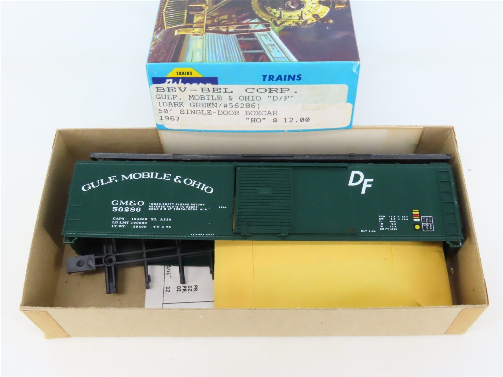 HO Scale Athearn Bev-Bel Kit #1967 GM&O Gulf Mobile & Ohio 50' Box Car #56286