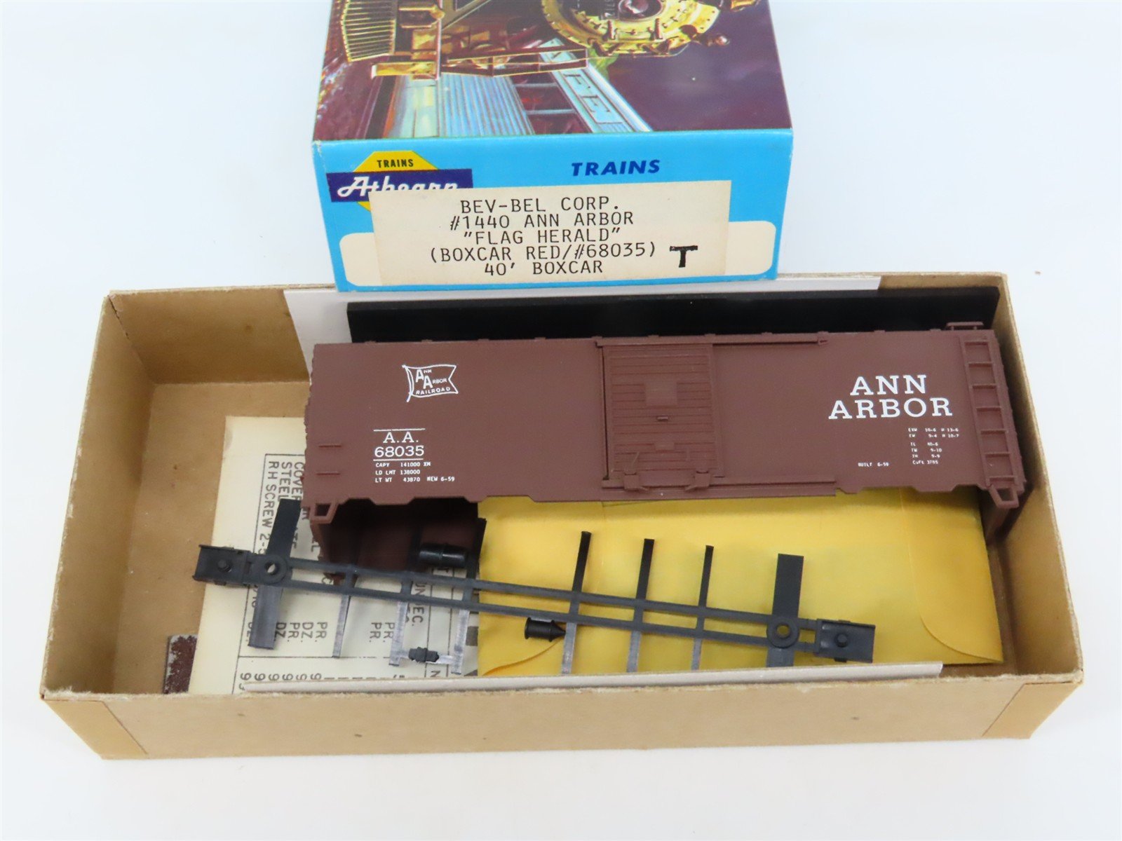 HO Scale Athearn Bev-Bel Kit #1440 AA Ann Arbor 40' Single Door Box Car #68035