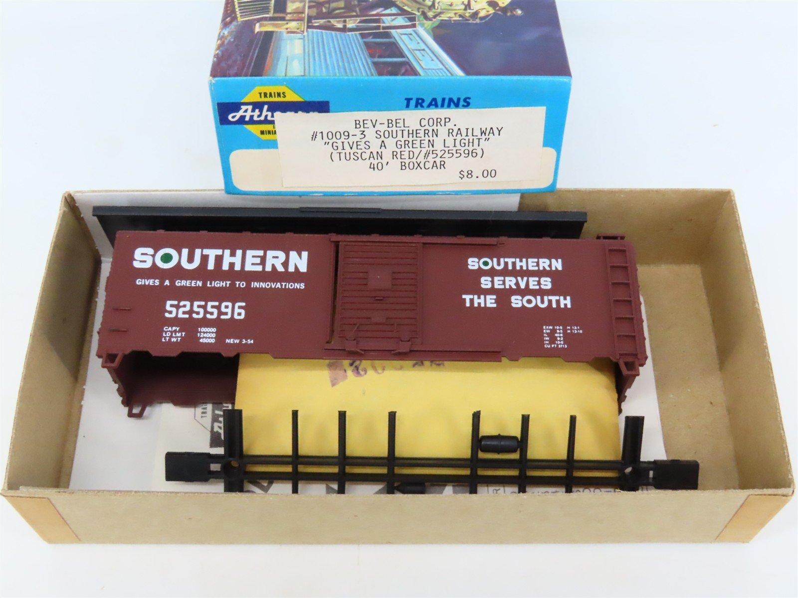 HO Scale Athearn Bev-Bel Kit #1009-3 SOU Southern Railway 40' Box Car #525596