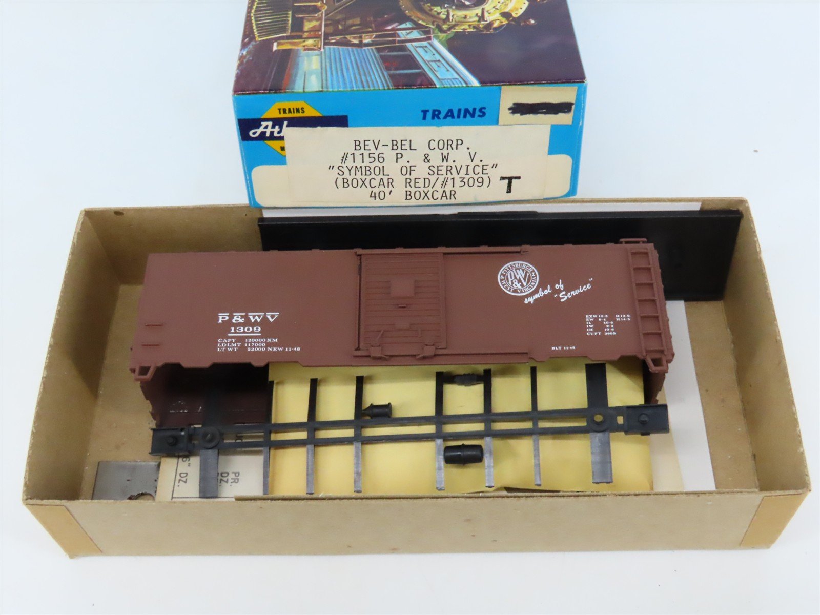 HO Athearn Bev-Bel Kit #1156 P&WV Pittsburgh & West Virginia 40' Box Car #1309