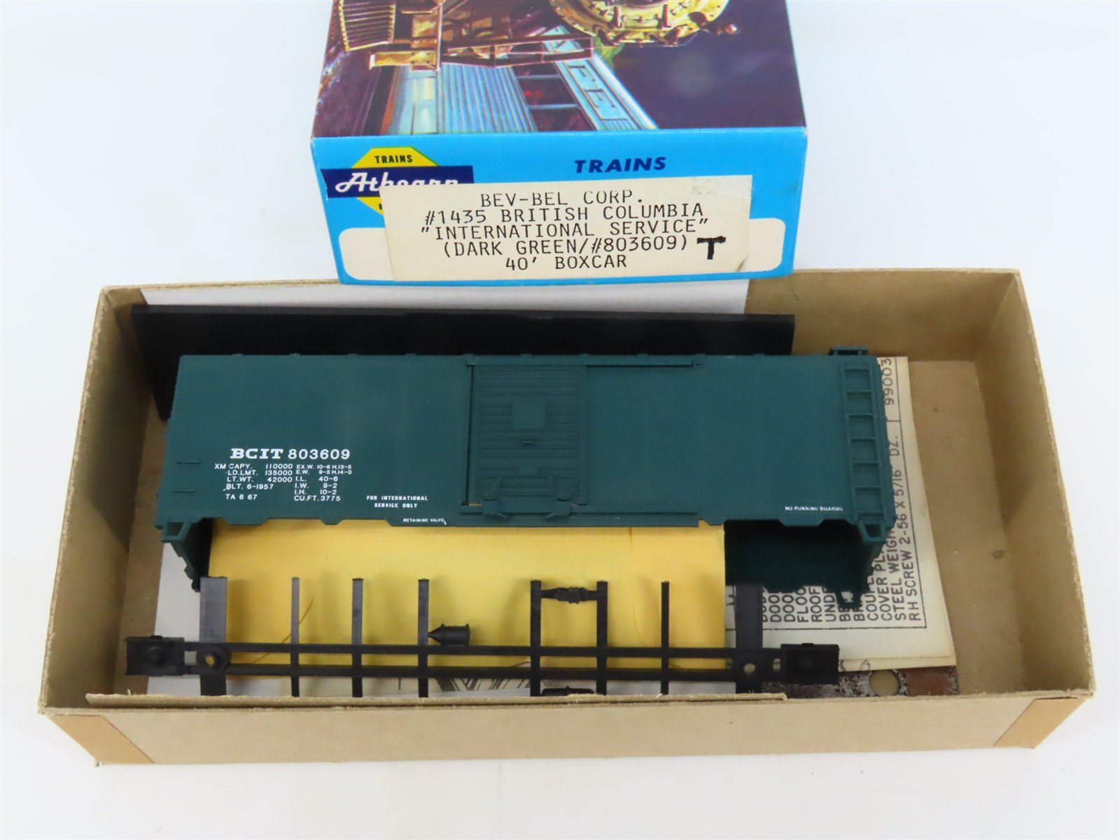 HO Scale Athearn Bev-Bel Kit #1435 BCIT British Columbia 40' Box Car #803609