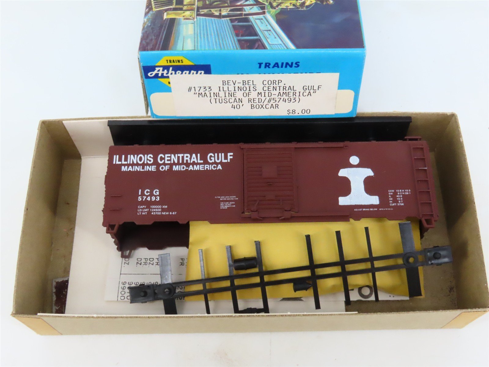 HO Scale Athearn Bev-Bel Kit #1733 IGC Illinois Central Gulf 40' Box Car #57493