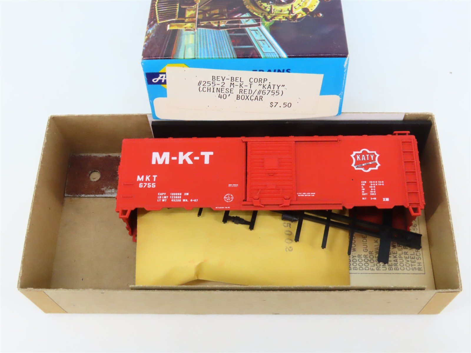 HO Scale Athearn Bev-Bel Kit #255-2 MKT Katy 40' Single Door Box Car #6755