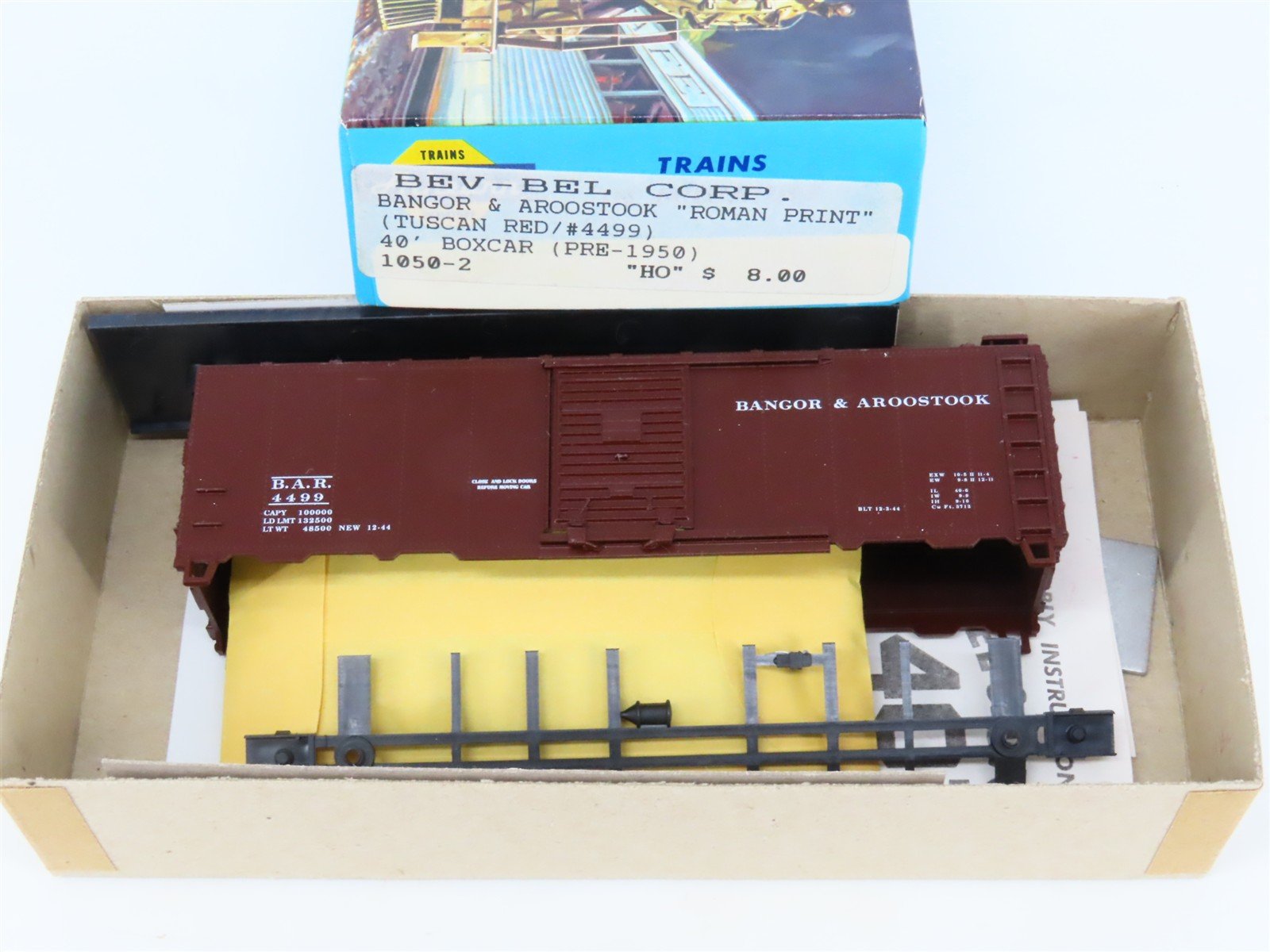 HO Scale Athearn Bev-Bel Kit #1050-2 BAR Bangor & Aroostook 40' Box Car #4499
