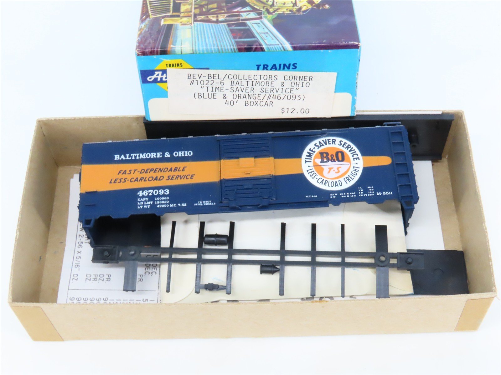 HO Athearn Bev-Bel Kit #1022-6 B&O Baltimore & Ohio Time-Saver Box Car #467093