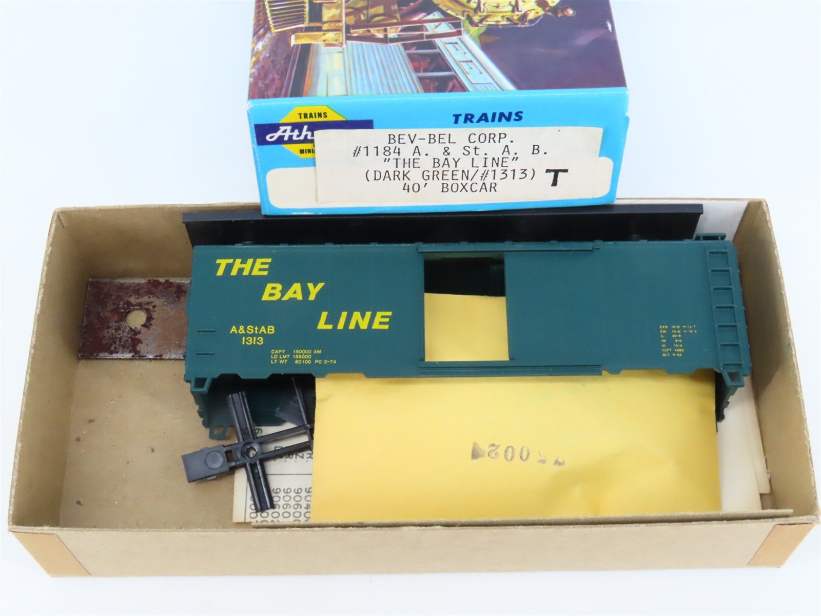 HO Scale Athearn Bev-Bel Kit #1184 A&StAB The Bay Line 40' Box Car #1313