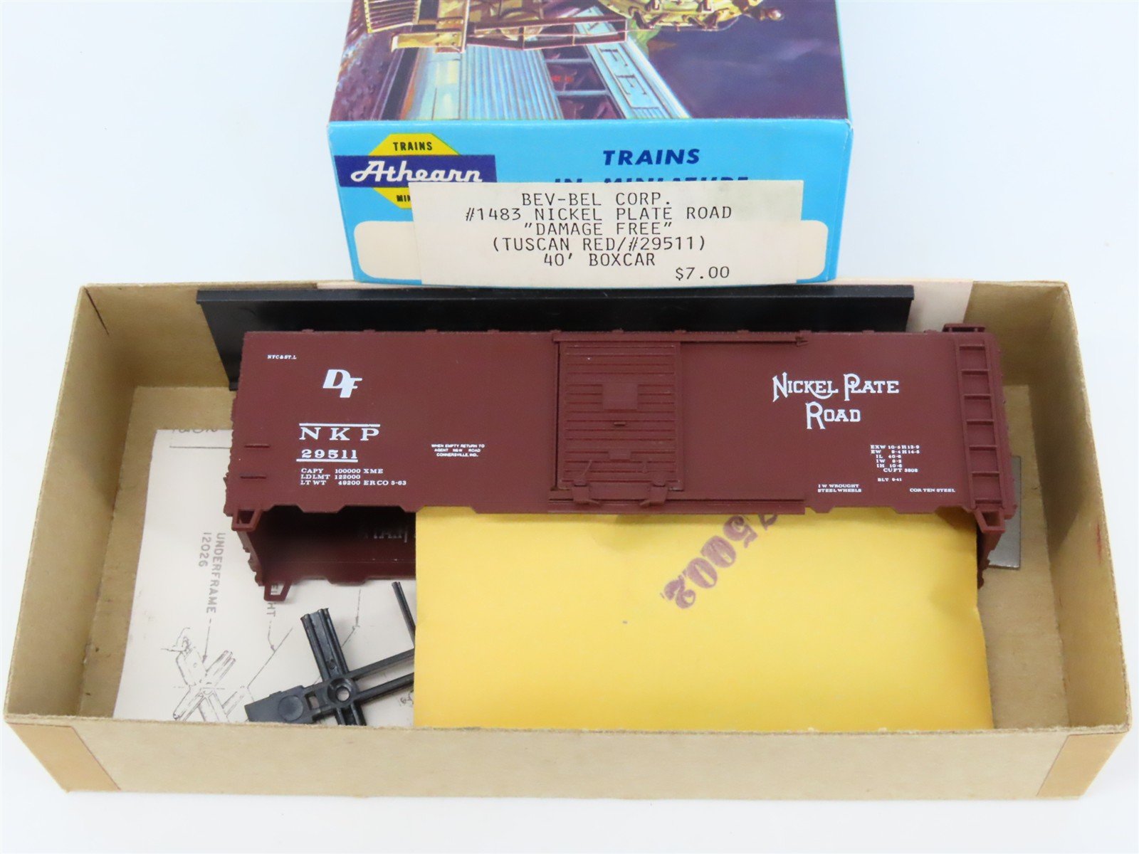 HO Scale Athearn Bev-Bel Kit #1483 NKP Nickel Plate Road 40' Box Car #29511