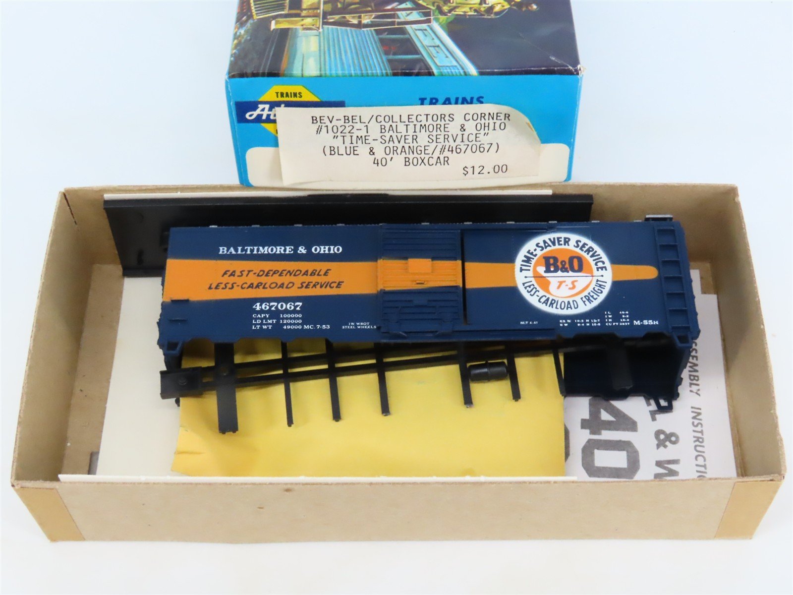 HO Athearn Bev-Bel Kit #1022-1 B&O Baltimore & Ohio Time-Saver Box Car #467067