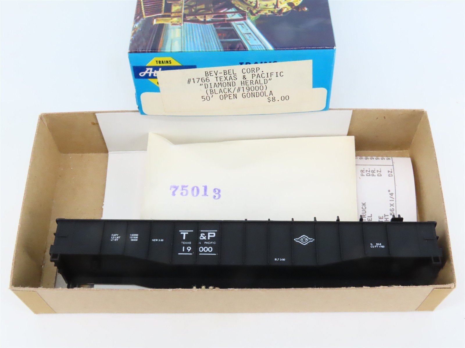 HO Scale Athearn Bev-Bel Kit #1766 T&P Texas & Pacific 50' Open Gondola #19000