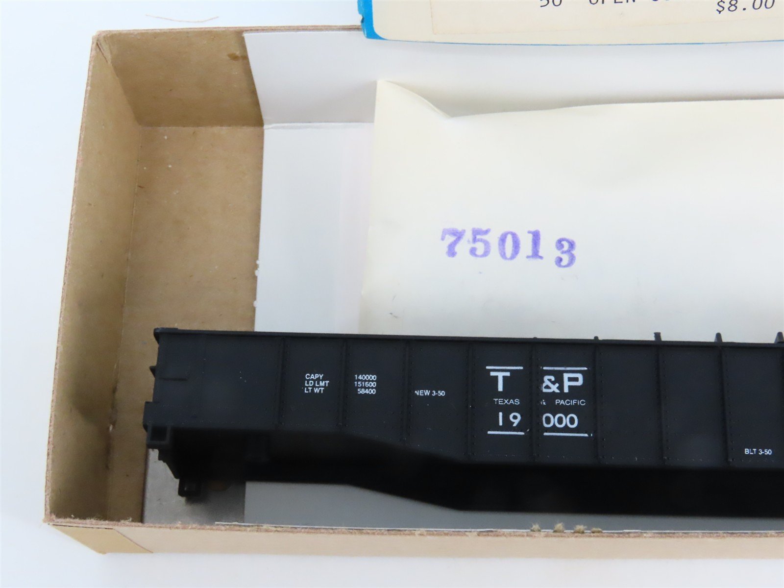 HO Scale Athearn Bev-Bel Kit #1766 T&P Texas & Pacific 50' Open Gondola #19000