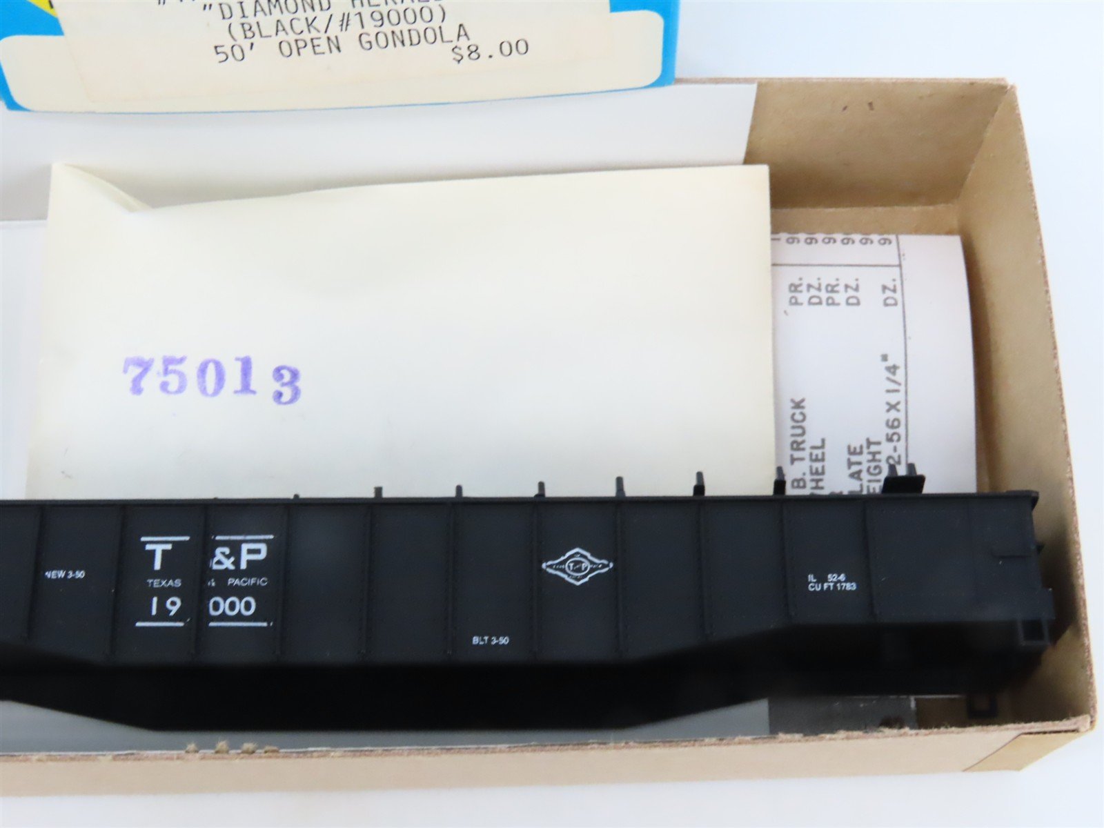 HO Scale Athearn Bev-Bel Kit #1766 T&P Texas & Pacific 50' Open Gondola #19000