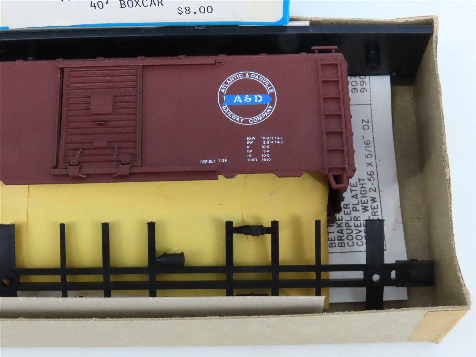 HO Scale Athearn Bev-Bel Kit #1736 A&D Atlantic & Danville 40' Box Car #2006