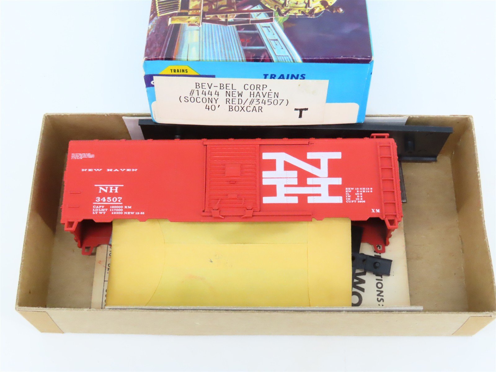 HO Scale Athearn Bev-Bel Kit #1444 NH New Haven 40' Single Door Box Car #34507