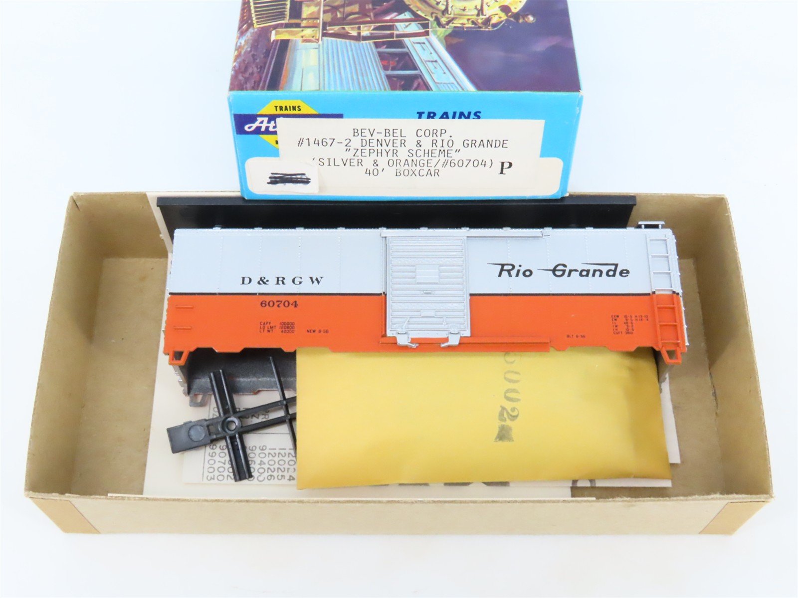 HO Scale Athearn Bev-Bel Kit #1467-2 D&RGW Rio Grande 40' Box Car #60704