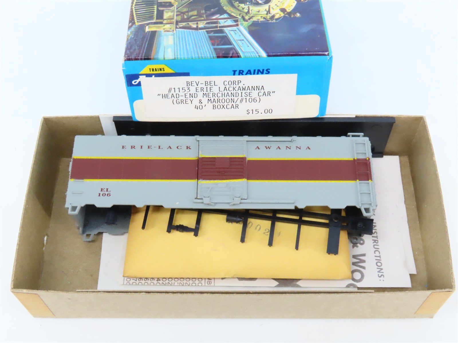 HO Scale Athearn Bev-Bel Kit #1153 EL Erie Lackawanna 40' Box Car #106