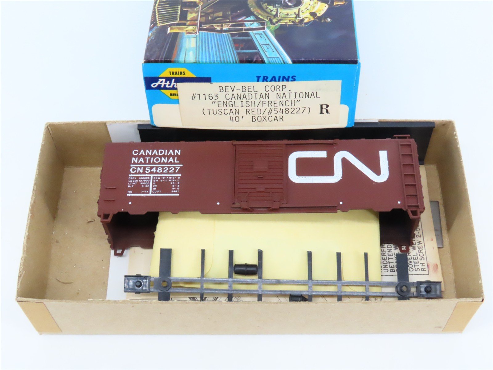 HO Scale Athearn Bev-Bel Kit #1163 CN Canadian National 40' Box Car #548227