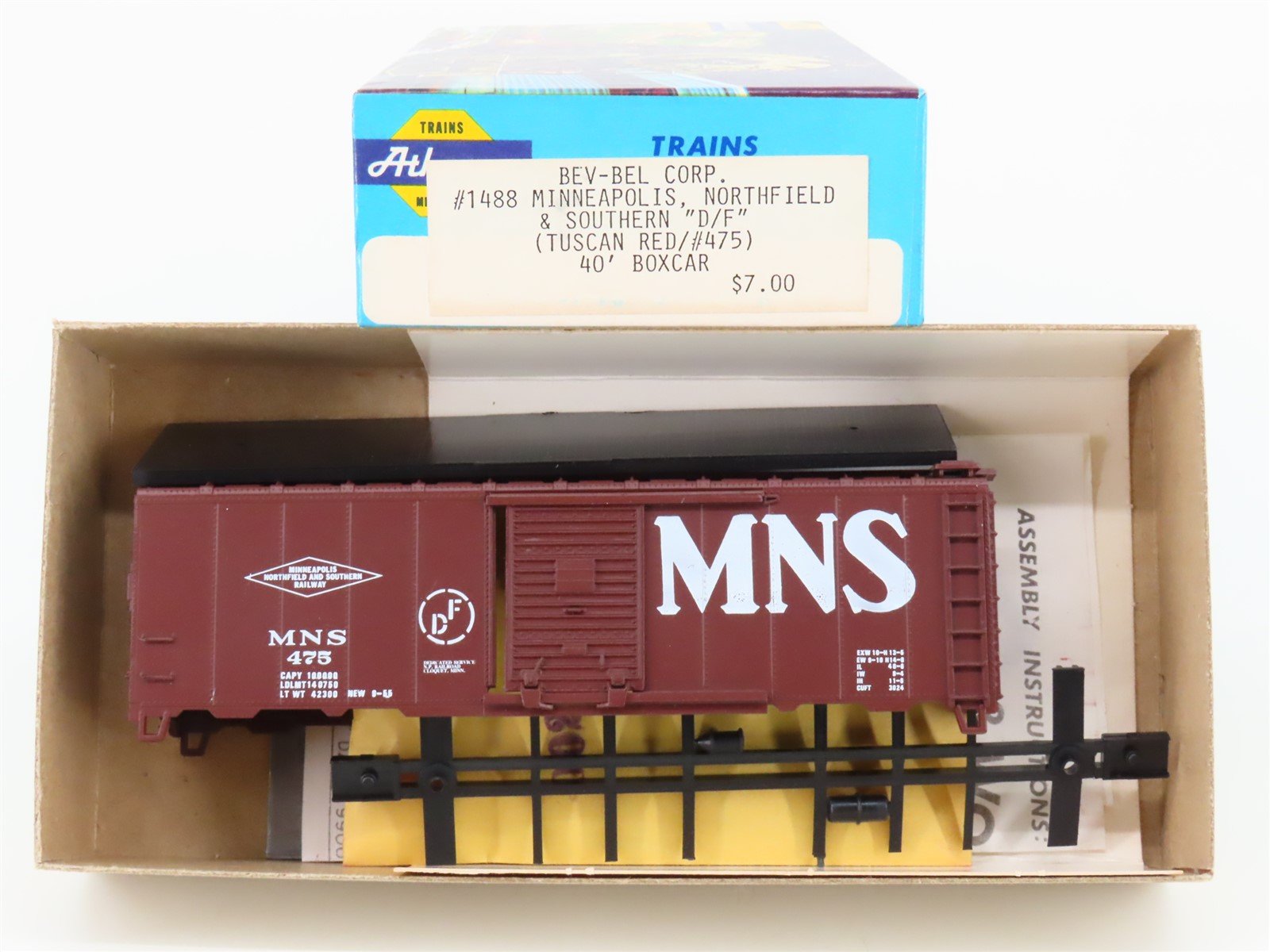 HO Scale Athearn Bev-Bel Kit 1488 MNS 40' Single Door Steel Box Car #475