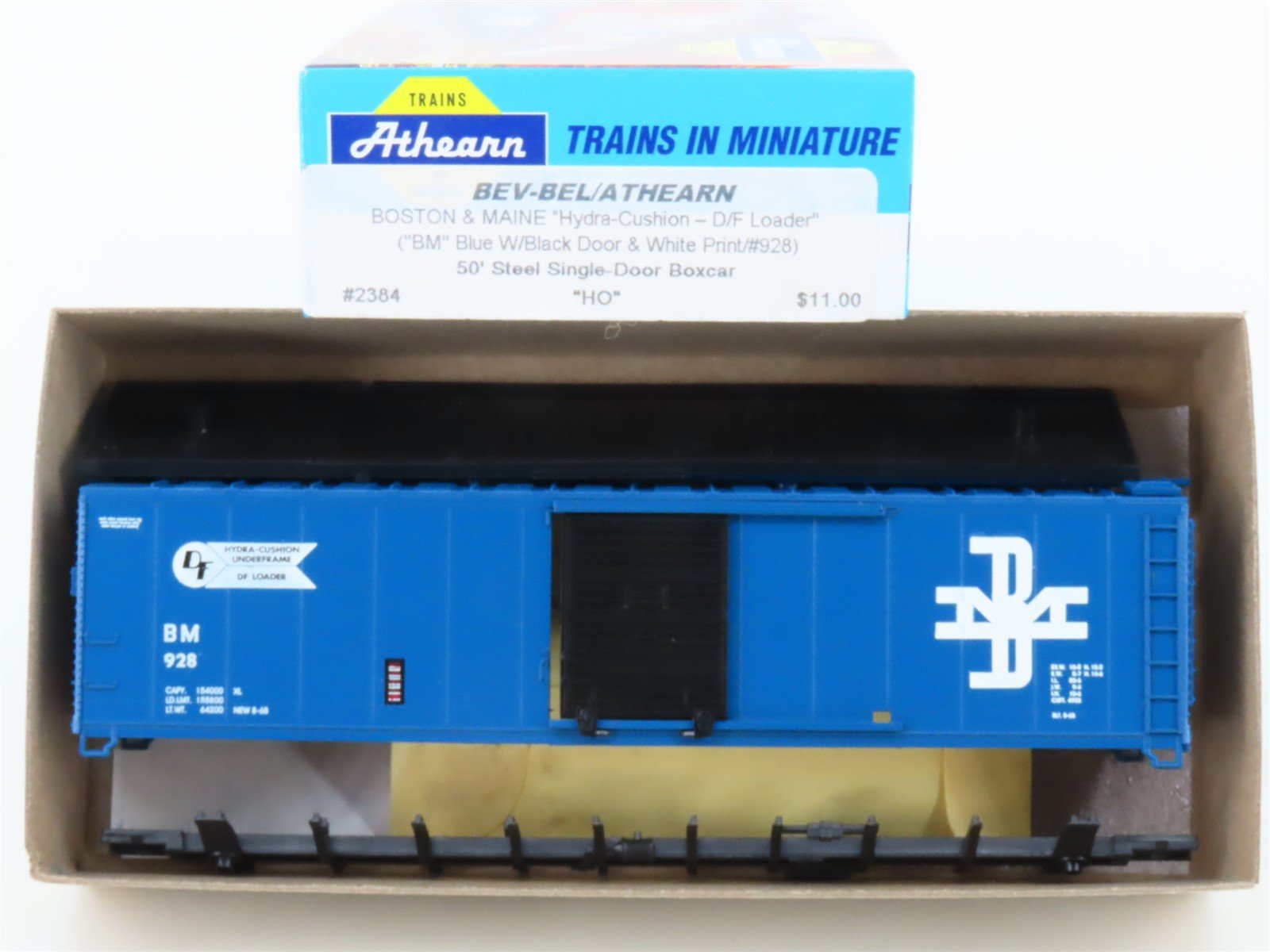 HO Athearn Bev-Bel Kit 2384 B&M Boston & Maine 50' Hydra-Cushion Box Car #928