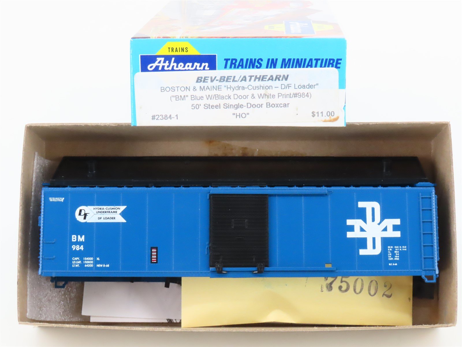 HO Athearn Bev-Bel Kit 2384-1 B&M Boston & Maine 50' Hydra-Cushion Box Car #984