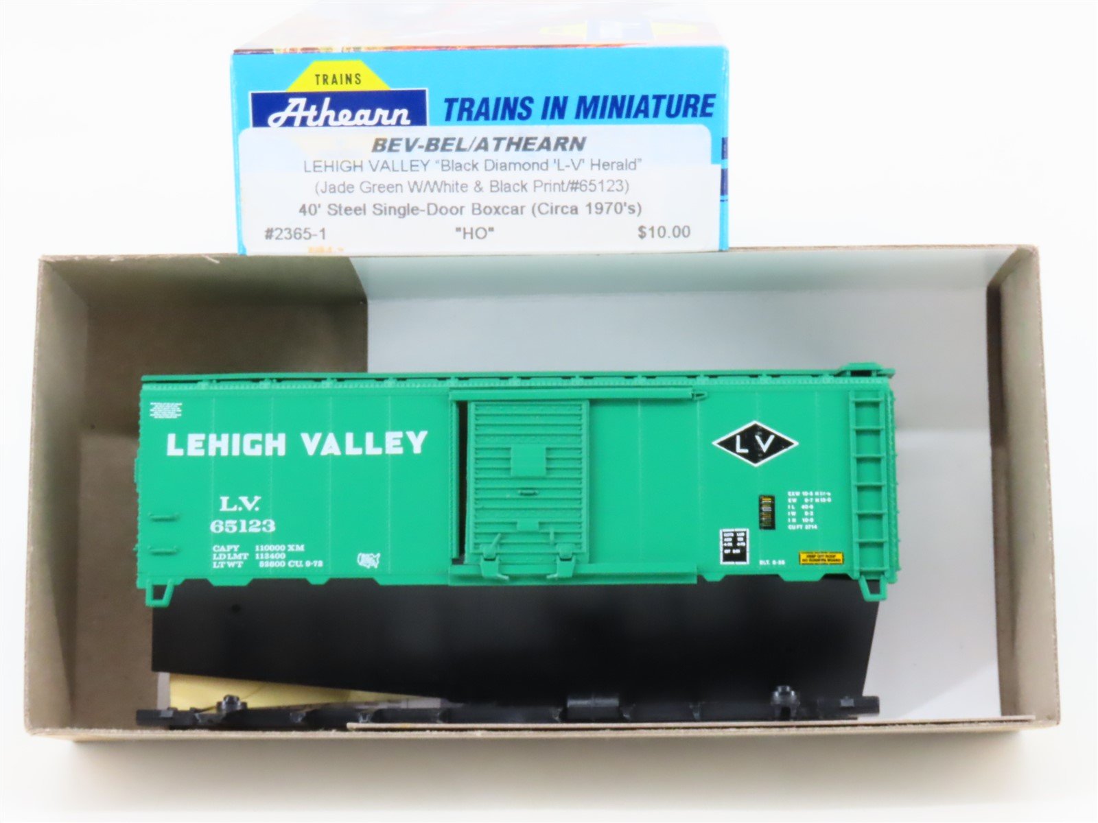 HO Scale Athearn Bev-Bel Kit 2365-1 LV Lehigh Valley 40' Steel Box Car #65123