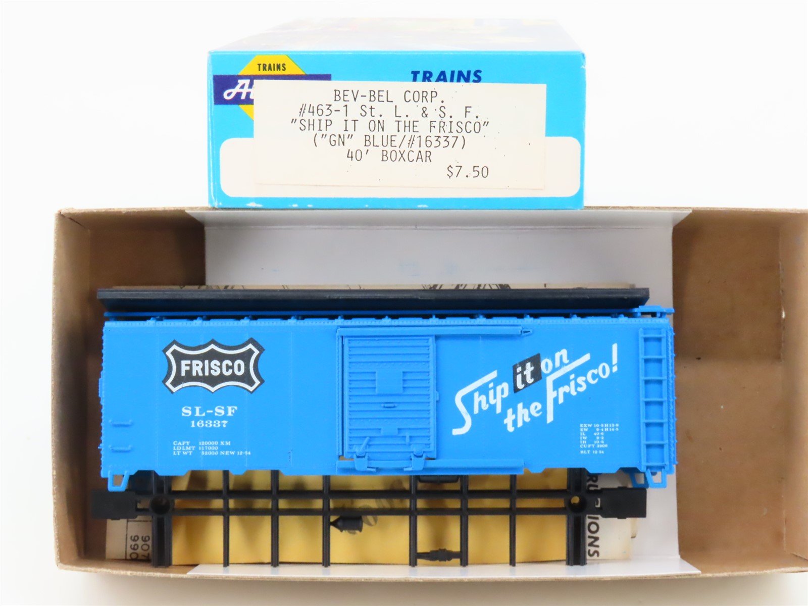 HO Scale Athearn Bev-Bel Kit 463-1 SLSF Frisco 40' Single Door Box Car #16337