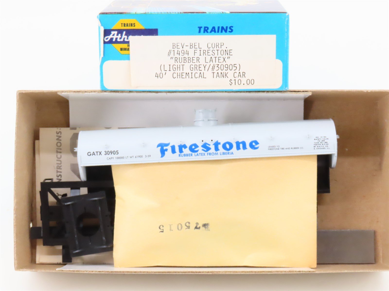 HO Athearn Bev-Bel Kit 1494 GATX Firestone Single Dome Chemical Tank Car #30905