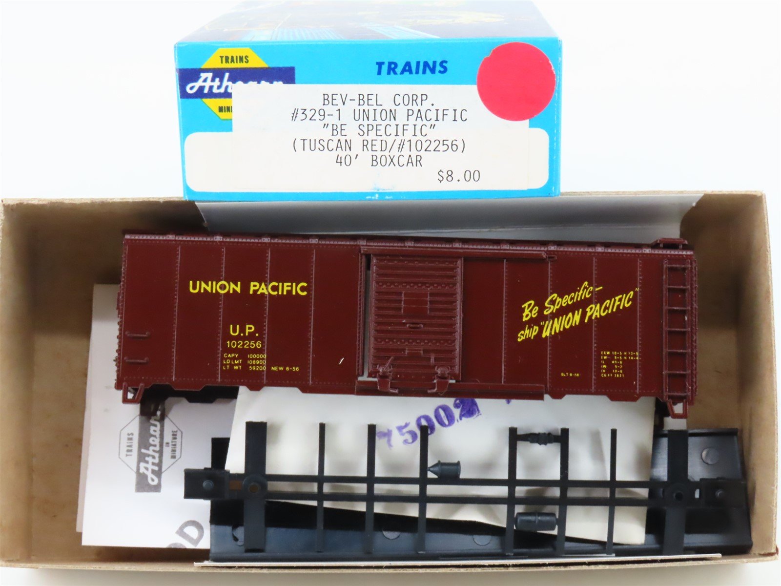 HO Athearn Bev-Bel Kit 329-1 UP Union Pacific "Be Specific" 40' Box Car #102256