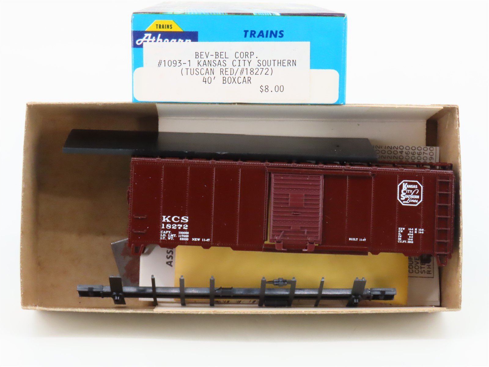 HO Scale Athearn Bev-Bel Kit 1093-1 KCS Kansas City Southern 40' Box Car #18272