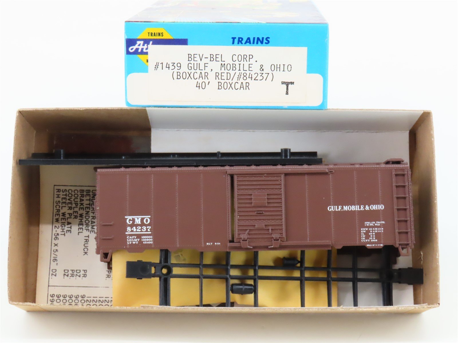 HO Scale Athearn Bev-Bel Kit 1439 GM&O Gulf Mobile & Ohio 40' Box Car #84237