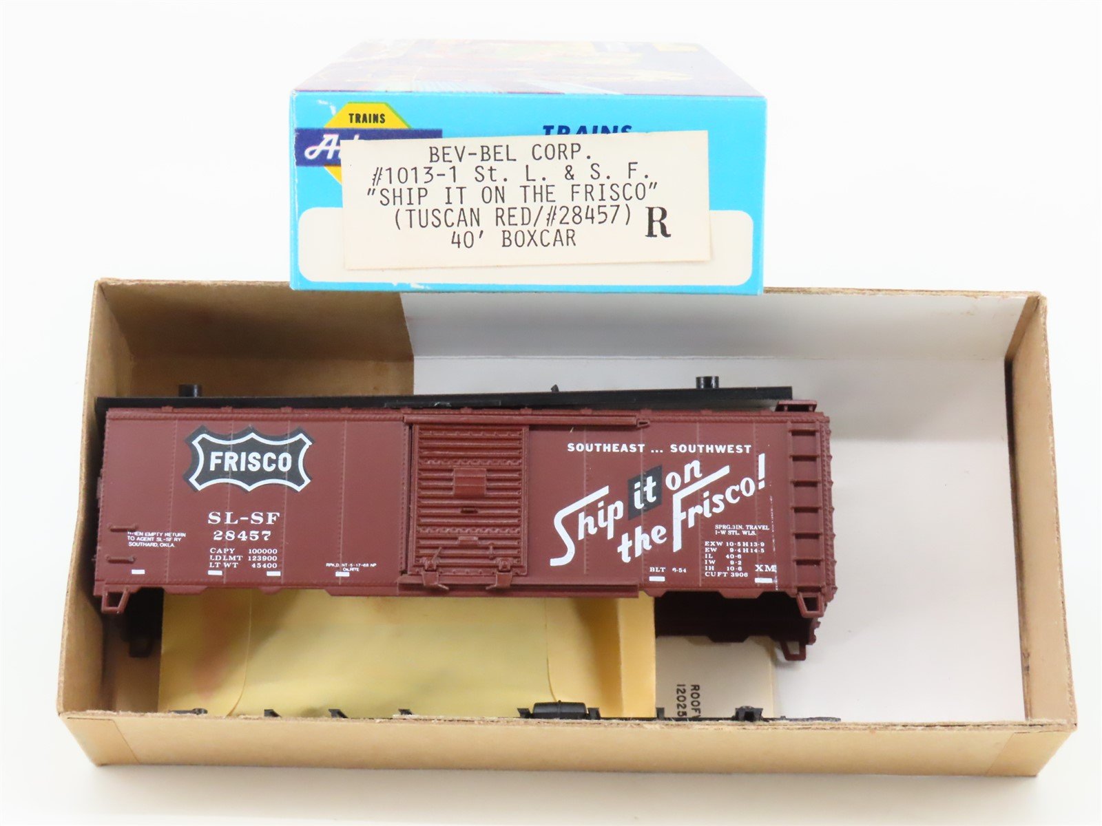 HO Scale Athearn Bev-Bel Kit 1013-1 SLSF Frisco 40' Single Door Box Car #28457