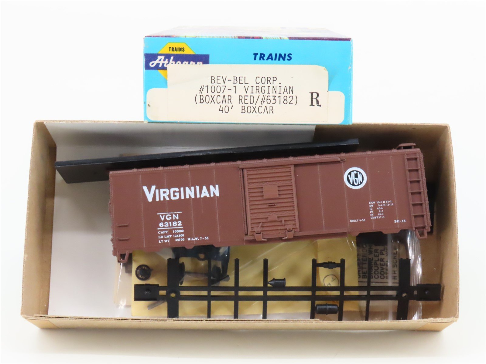 HO Scale Athearn Bev-Bel Kit 1007-1 VGN Virginian 40' Single Door Box Car #63182