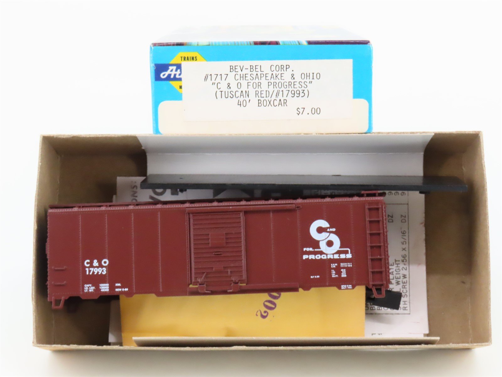 HO Scale Athearn Bev-Bel Kit 1717 C&O Progress 40' Single Door Box Car #17993