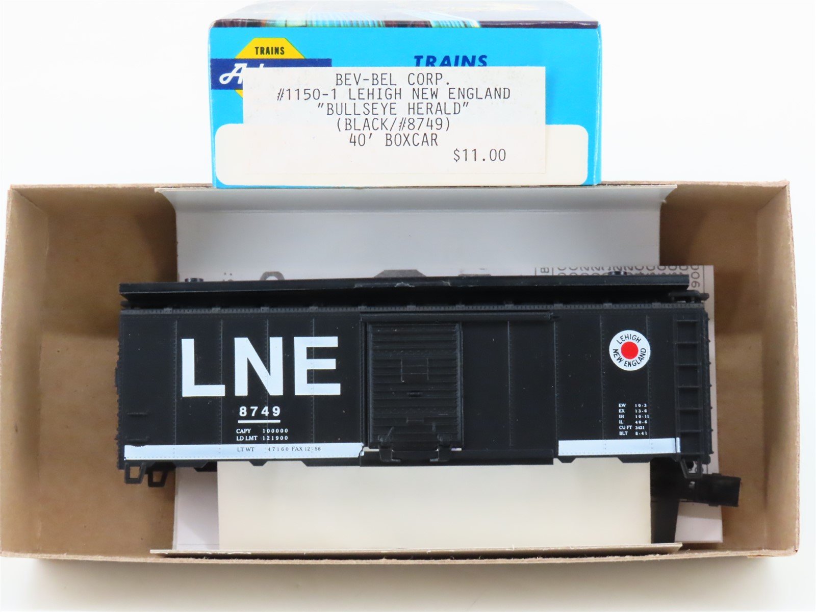 HO Scale Athearn Bev-Bel Kit 1150-1 LNE Lehigh & New England 40' Box Car #8749