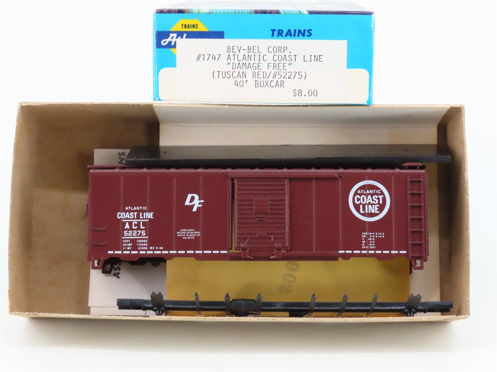 HO Scale Athearn Bev-Bel Kit 1747 ACL Atlantic Coast Line 40' Box Car #52275