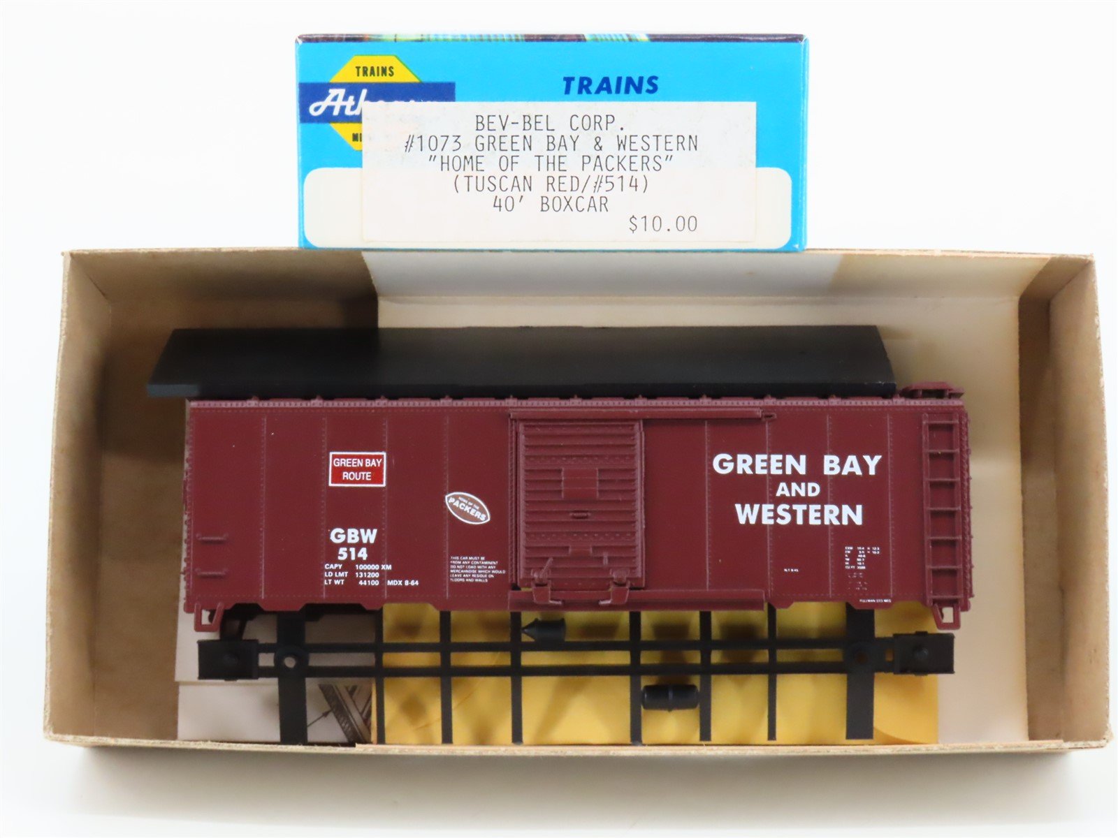 HO Scale Athearn Bev-Bel Kit 1073 GBW "Home of the Packers" 40' Box Car #514