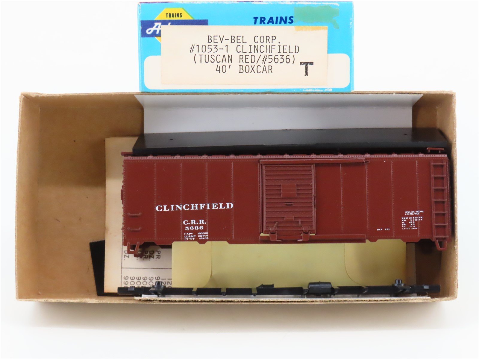 HO Athearn Bev-Bel Kit 1053-1 CRR Clinchfield 40' Single Door Box Car #5636