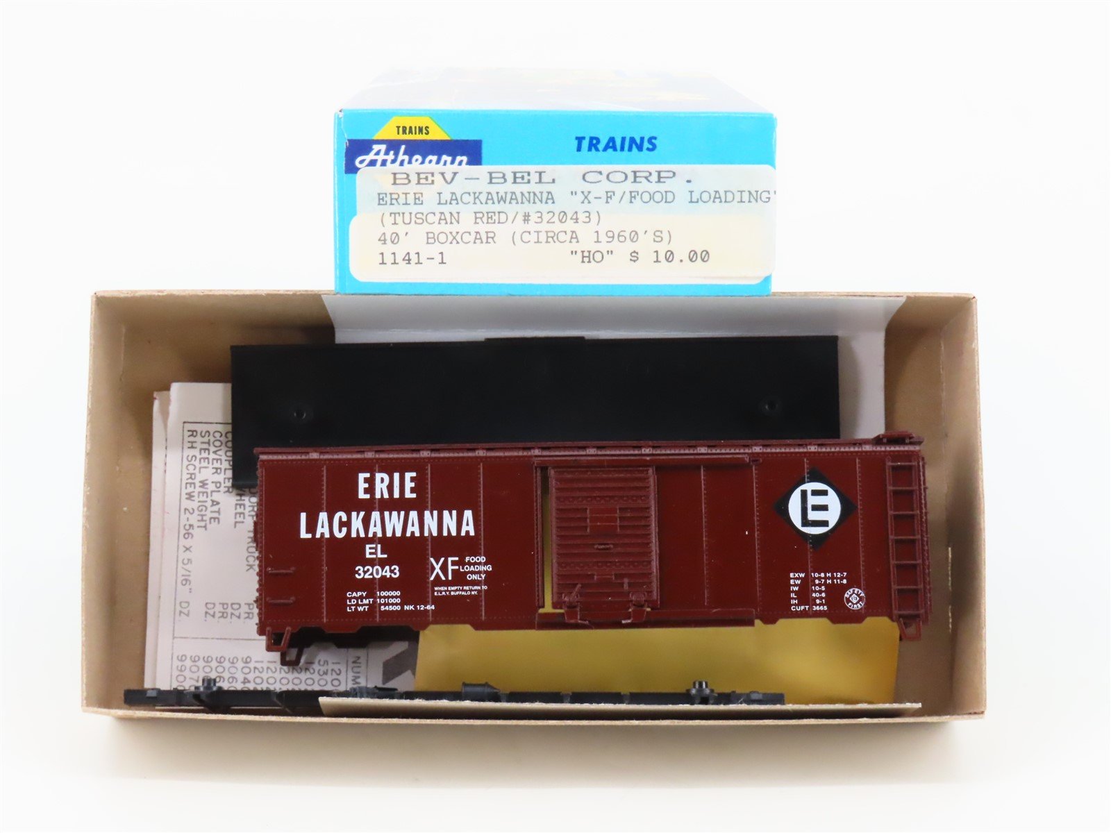 HO Athearn Bev-Bel Kit 1141-1 EL Erie Lackawanna 40' Single Door Box Car #32043